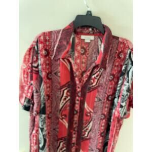 Paisley red and black button up shirt